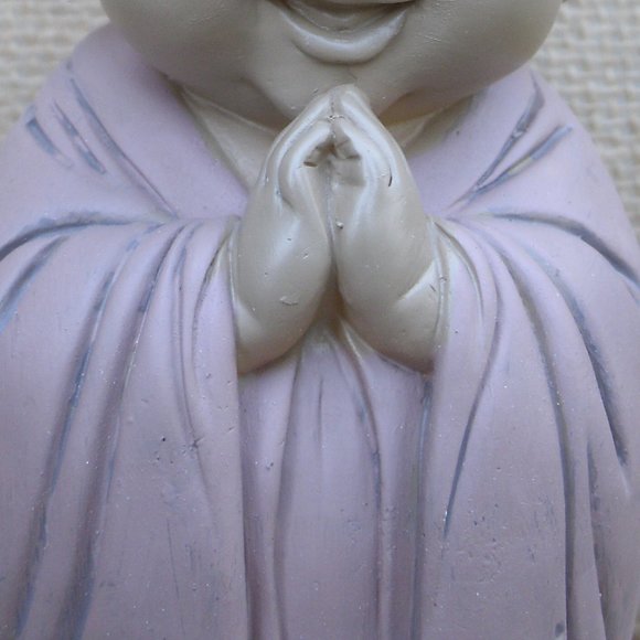 Laughing Buddhist Monk Resin Figurine Namaste - Picture 15 of 16